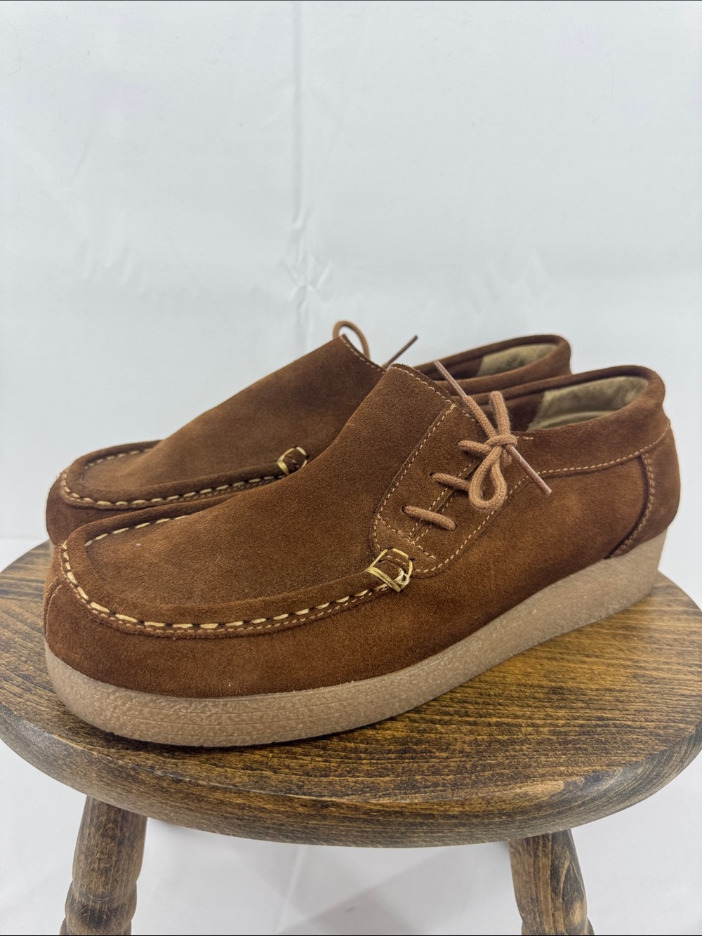 Ruff Hewn Womens Chunky Suede Moccasin Square Toe Loafers w/ Whipstitch, sz 9